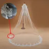 US Stocked White/Ivory Voile Mariage 3m Long 1 Layer Wedding Veil With Comb Lace Edge Cathedral Length Bridal Veil Wedding Accessories Veu de Novia CPA910