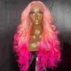 Syntetiska peruker perruque rosa full spets fram peruker transparent HD spets kroppsvåg peruk naturlig hårfäste simulering mänskliga hår peruker för kvinnor 240308