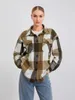 Women's Jackets Plaid England Style Casual Loose Outwear Long Sleeve Button Down Shacket Fall Shirt Coats With Pockets