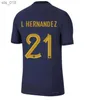 Soccer Jerseys Maillots de Football 2022 World Cup French Benzema Shirts Mbappe Griezmann Pogba Kante Maillot Foot Kit Shirth240308