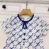 Brand baby skirt kids designer clothes Blue letter print girl dresses Size 90-160 CM Princess dress summer Short sleeve child frock 24Mar