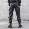 Pantalon 2022 Nouveau pantalon cargo fonctionnel tactique Men Hip Hop Imperproof Motorcycle Joggers pantalon Punk Gothic Pant Techwear Black