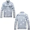 Light Luxury Men's Classic Style Trendy Coathard Wash Light Blue Jacketsslim-Fit Street Fashion Sexy Denim Jacket; 240301