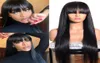Brazylijskie proste ludzkie włosy z grzywką Remy Pełna maszyna Made Human Hair Peruki dla czarnych kobiet 828 cala