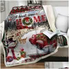 Blanket Red Truck 3D Cartoon Sherpa Thicken Warm Super Soft Flannel Office Nap Merry Christmas Sofa Bedding 211019 Drop Delivery Home Dhzqk