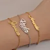 Link Pulseiras Megan Nome Pulseira Mulheres Menina Jóias Aço Inoxidável Banhado A Ouro Placa De Identificação Pingente Femme Mãe Namorada Presente