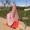 Etnisk klädbön Hijab Long Veil Khimar One Layer Muslimska kvinnor Niqab Eid Ramadan Overhead Full Cover Islam Abaya Turkiet Headscarf