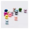 Acrílico, plástico, lucite mix cores redondas colorf vidro pérola imitação grânulos 4mm jóias soltas diy fazendo pulseiras colar gota dhnpu