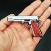 Gun Toys 1 3 Solid Wood Handle 1911 Metal Toy Keychain Model Pistol Miniature Alloy Gun Collection Toy Pendant For Gift 240307