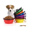 Hundenäpfe Futterspender Haustier Hundenäpfe Zusammenklappbarer tragbarer Futterbehälter Sile Bowl Welpe Zusammenklappbare Fütterung mit Kletterschnalle Drop Delive Dhpld