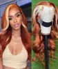 30 Inch Ginger Brazilian Wigs Highlight 613 Honey Blonde Body Wave HD Lace Frontal Transparent Lace Front Wig Synthetic Hair For W7679895