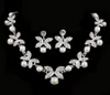 2015 Kristallen Strass Bruidssieraden Ketting Oorbellen Sets met Kunstparels Galafeest Bruiloft RoodZilver Sieraden Bruids Acc1539873