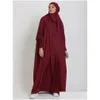 Vêtements ethniques Femmes musulmanes Jilbab Robe de prière une pièce à capuche Abaya Smocking Manches Islamique Dubaï S Robe noire Modestie turque Dr Dht61