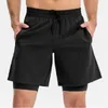 Lu kvinnors lu yoga citroner mäns sommarsportshorts snabb torkning elastisk löpträning shorts löst passande casual fitness lululenon