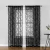Rideau en dentelle florale noire, drapé de fenêtre à poche transparente, attrayant, anti-poussière, à motifs durables, fournitures pour la maison