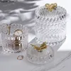 Nordic Schmetterling Glas Lagerung Jar Schmuck Box Haushalt Baumwolle Tupfer Box Desktop Transparent Glas Dekoration 240307