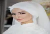 White Muslim Bridal Veils 2019 Beading Pearls Tulle Wedding Hijab for S Arabia Brides Custom Made Fingertip Length Bridal Veils9232511