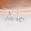 Boucles d'oreilles étoile à quatre points exquise pour filles, accessoires de bijoux quotidiens coréens plaqués argent frais pour femmes