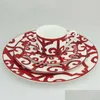 Dinnerware Sets Bone China Dinner Plate Spanish Red Grid Dish Art Design Dinnerware Sets 211012 Drop Delivery Home Garden Kitchen, Din Dh3R8