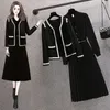 Fashion Spring och Autumn Season Set Womens Age Reducing Temperament Liten doft Stickit Cardigan Dress Two Piece Set 240305