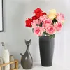 Fleurs décoratives simulées Rose 7 fourchettes bord bouclé intérieur salon Table à manger décoration Bouquet mariage portable