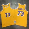 빈티지 정통 Dennis Rodman Throwback Jersey 73 Bryant Basketball Team Color Purple Yellow Blue Black Beige Sport 1996 1998 2001 2007 레트로