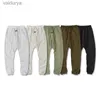 Inverno masculino EUA Europa 7º Calças de Bolso de Couro Cimento Branco Corda Joggers Sweatpants 240308