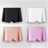 Women'S Panties Womens Panties Ice Silk Safety Shorts Women Boxer Briefs Thin Breathable No-Curling Underpants High Waist Boyshorts F Dh4Fi