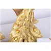 Oggetti decorativi Figurine Artigianato creativo in resina Moda Decorazioni di pavone dorato Decorazione della casa Regali aziendali Giardino 210804 D Dhddj