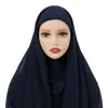 Etnische kleding Chiffon ondersjaal met sjaal Moslim Hijab Tulband Vrouwen Nek Hoofd Cover Hoofddoek Islamitische Sjaals Wrap Hijaabs Sjaals Motorkap