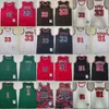 Retro Basketball Countback Dennis Rodman Jersey 91 Scottie Pippen 33 Drużyna Vintage Red White Stripe Black Stitch Dobra jakość emerytu dla fanów sportu oddychające