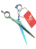 60 inch personality green pattern hairdressing scissors flat shear LDLH Japan 440C scissors hair care tools3771742