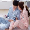 Homens sleepwear casal pijama manga longa algodão primavera outono coreano juventude terno homens mulheres bonito loungewear conjuntos meninos meninas nighty