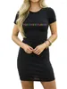 Casual jurken dames vrienden bedrukte korte mouw O-hals zomer zwarte midi-jurk sexy nachtclubfeest dating retro tops