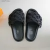 Slippers Designer Zwembad Kussen Glijbaan Merk Man Slippers Zwarte Scuff Sandalen Muiltjes Zonsondergang Gewatteerde Voorband Muiltje Mode Maat Gemakkelijk te dragen35-45H240312