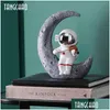 Konst och hantverk Creative Harts Music Astronaut Home Decor Figurines Nordic Miniature Statyes Spaceman SCPTURES DECORATIONS ACCEMENTORS DHP5U