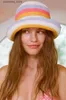 Hüte mit breiter Krempe, Eimerhüte, gestreifte handgestrickte Mütze, Damenmode, All-Match-Gesicht, kleiner Fischerhut, Farbe, Persönlichkeit, süß, cool, Basin-Hut, Wollmützen L240305