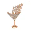 Broches Strass Kristal Cocktailglas Pins Creatief Ontwerp Handgemaakt Cadeau Voor Feestsieraden Pin Broche