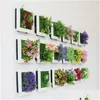 Decorative Flowers Wreaths Amenmo 3D Creative Succent Plants Imitation Wood Po Frame Wall Decoration Artificial Home Decor Drop De Dhrur