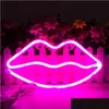 LED Neon Sign Cute Neon Lights Party Supplies Girl Room Decoration Accessories Table Childrens Gift Lip Shape Banana Rainbow PineAppl DHVSB