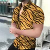 Men's Casual Shirts Fashionable Leopard Print Shirt Button-Down Short Sleeve Sexy Streetwear Retro Hand 2024 Su