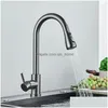 Kitchen Faucets Brushed Nickel Pl Out Sink Water Tap Deck Mounted Mixer Stream Sprayer Head Cold Taps Black Chrome Drop Delivery Hom Dhirw