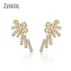 Stud Earrings ZAKOL Fashion Cubic Zirconia For Women Exquisite Wedding Bridal Jewelry Aretes De Mujer Modernos 2024