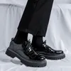 Casual Shoes Men's Fashion Tjock Soled Leather Business Lace Up Oxford Black Waterproof Platform Wedding Höjd