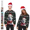 Sweaters Drôle dessin animé Animal alpaga porter Santa Hat hommes femmes noël laid chandails en vrac Streetwear sweats hauts unisexe 3D vêtements