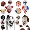 Masques de fête Halloween Horreur Joker Masque Pennywise Effrayant Zombie Cosplay Latex Casque Drop Livraison Dhvv7