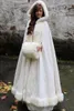 Whiteivory Bridal Cape Cloaki Wedding Cloaki z kapturem ze sztucznym wykończeniem futra ciepłe dorosłe zima na zimę mało ślubne