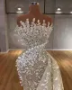 Projektant Suknie ślubne syreny ślubne luksusowe koronkowe aplikacje z koraliki Perły Sweet Train Organza Illusion Illusion Custom Size Vestido de novia