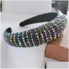 Hair Accessories High-End Ladies Sponge Headband Simple Wide-Sided Fashion Handmade Beaded Temperament Korean Baby Girl Hair Clips Acc Dh0Xq