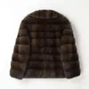 Manteau court en fourrure de vison de Sable pour femme, étiquette violette entière, en velours, nouvelle collection hiver, 710097